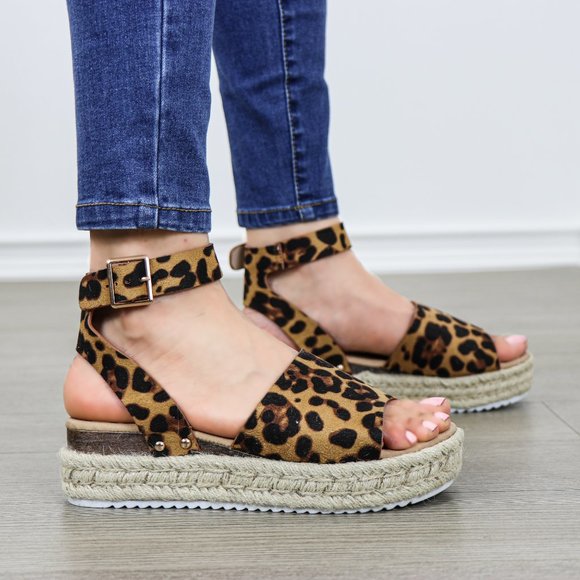 Leopard Espadrille Platform Comfort Sandal - Picture 7 of 8